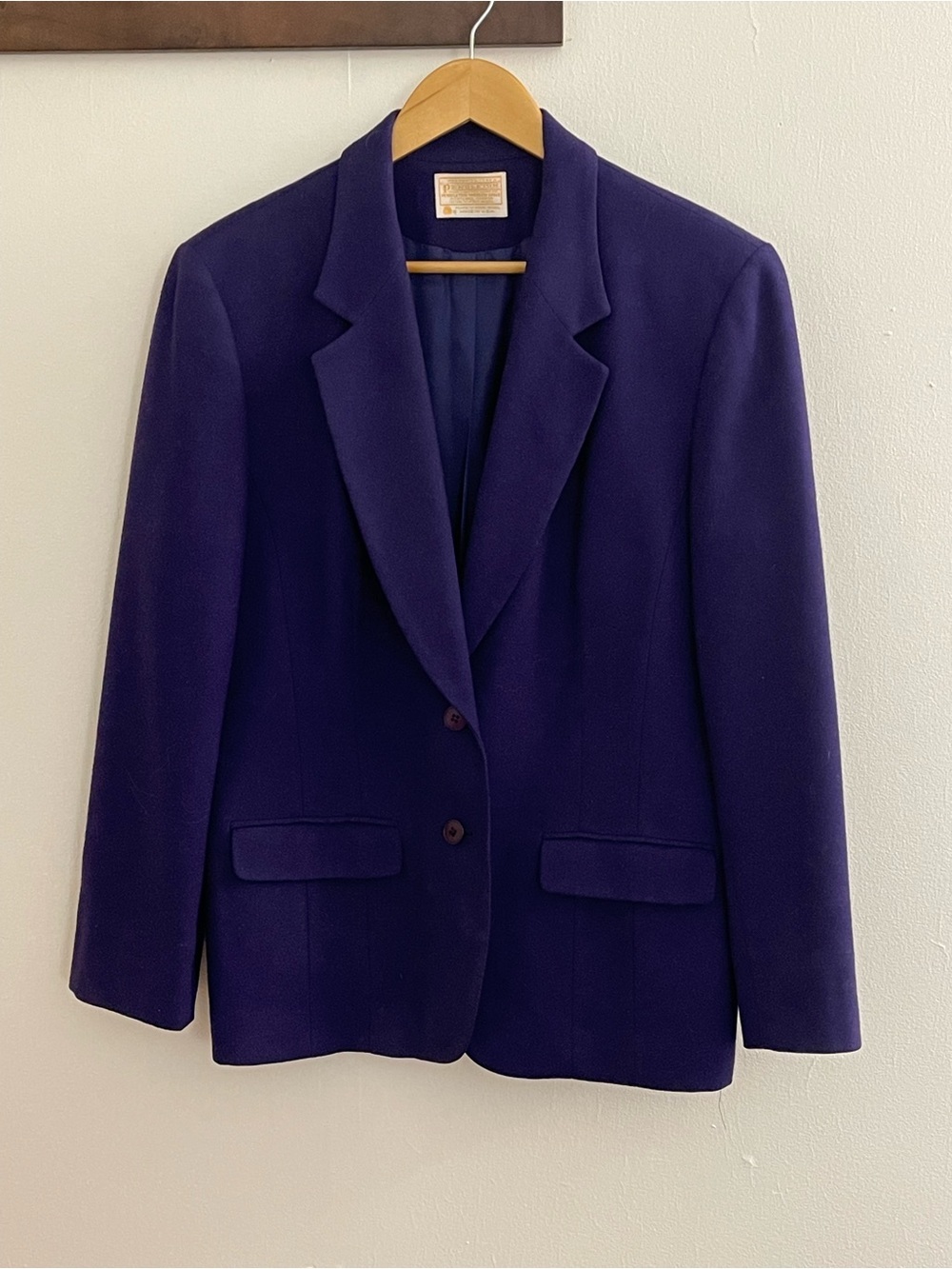 Pendleton Vintage Purple Pure Virgin Wool Blazer Made USA Lined